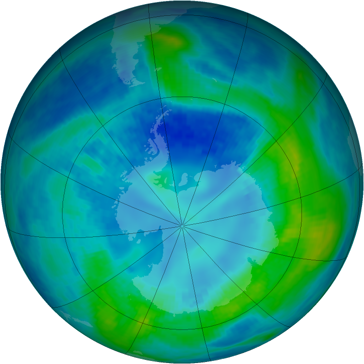 Antarctic ozone map for 18 April 1991
